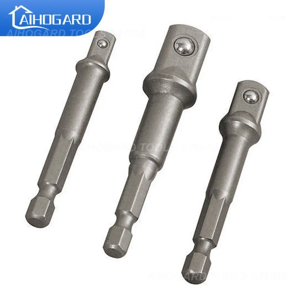 

3Pcs 1/4 3/8 1/2" Hex Power Drill Bit Driver Socket Bits Set Adapter Wrench Sleeve Extension Bar For Drills Nut Driver