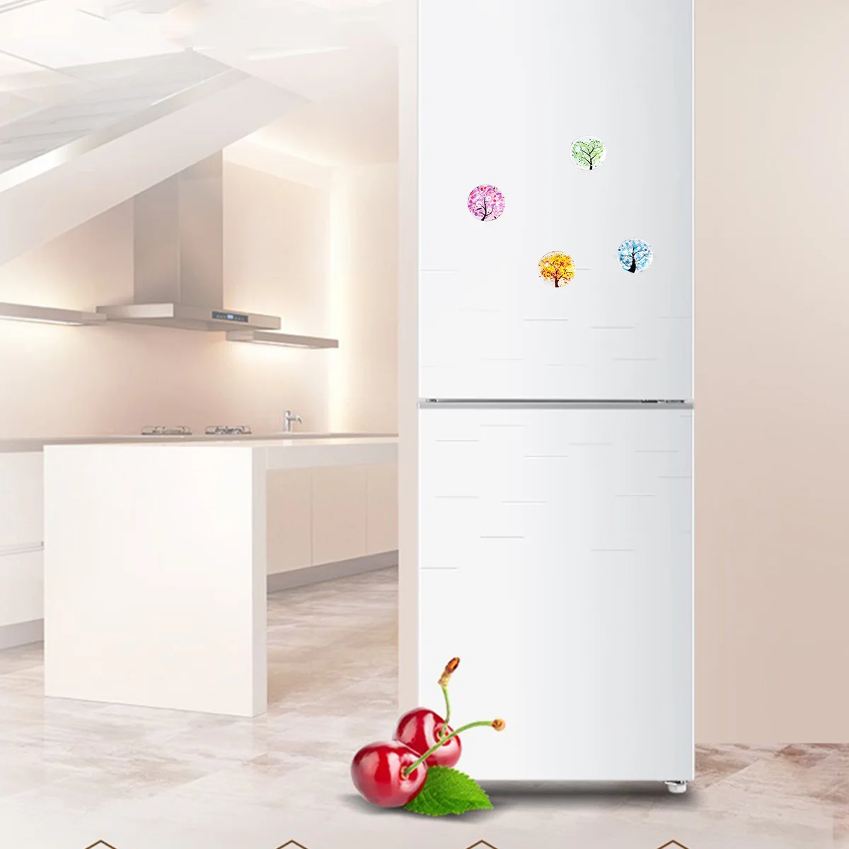 

12 наклеек на холодильник с изображением пейзажа деревьев, декоративные магниты на холодильник, магнитные зажимы на холодильник