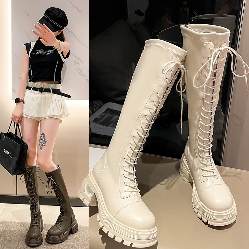 

Thigh-high Boots for Women 2023 New Autumn/Winter High Martin Boots for Small, Thick Soled But Knee-high Knight Boots