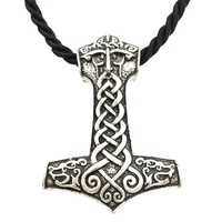 thor hammer mjolnir pendant odin wolf amulet talisman jewelery viking male necklace dropshipping