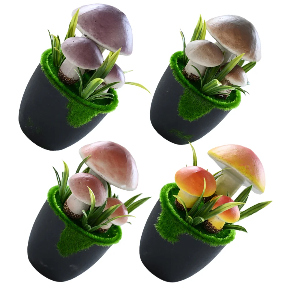 4 шт. имитация мха трехголовые мини-грибы украшения для сада в горшке