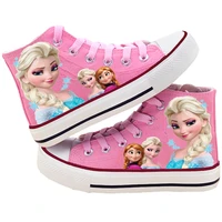 disney cartoon girl princess elsa shoes high top childrens canvas shoes frozen sneakers student non slip and lightweight shoes
