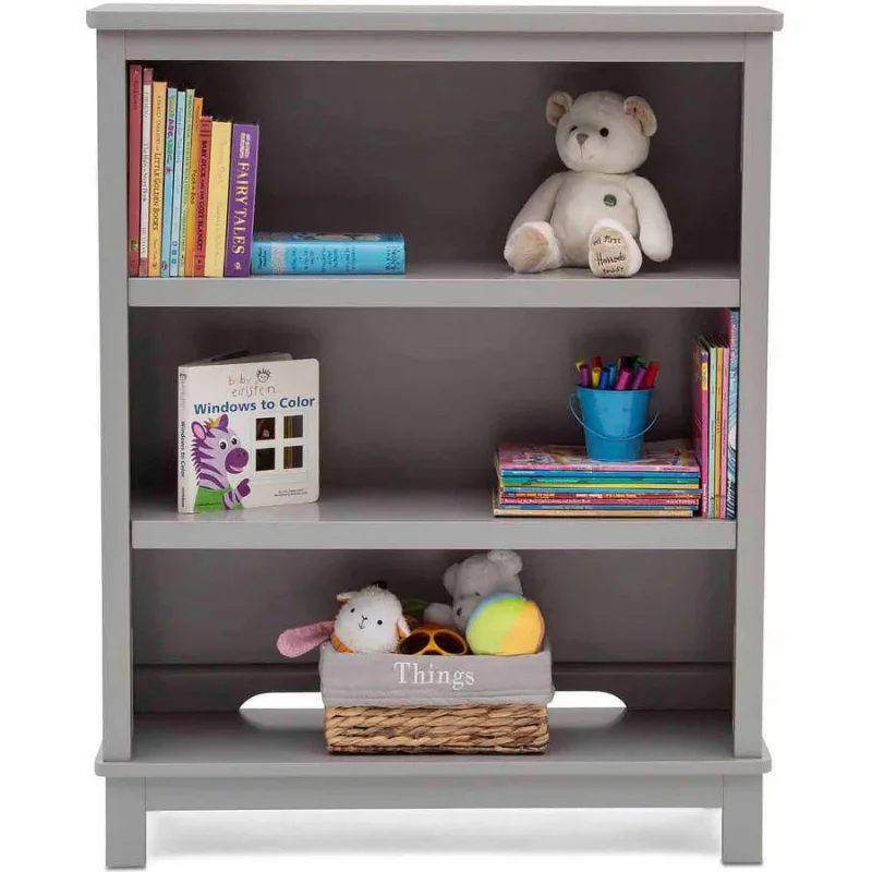 

Delta Children Epic 3-Tier Kids Bookshelf, Greenguard Gold Certified, Grey book shelf furniture