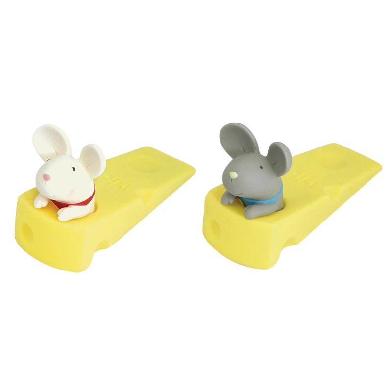 

2x Cute Door Stops Cartoon Creative Silicone Door Stopper Holder Toys for Children Baby Home Furniture Hardware-White & Gray