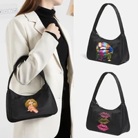 underarm shoulder bags fashion lips print pattern shopping tote women handbags shoulder bag clutch bag girl casual travel purses