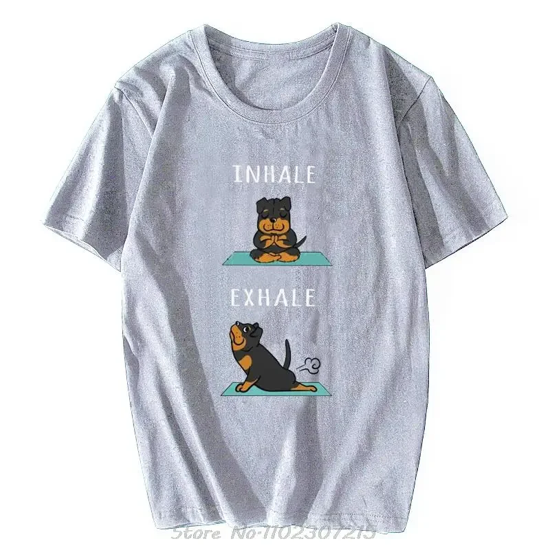 Мужские футболки Rottweiler Yoga Inhale Exhale хлопковая футболка с коротким рукавом стильная
