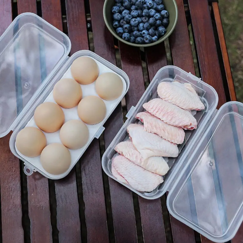 

3/8 Grid Plastic Egg Storage Box Egg Container Portable For Outdoor Camping Picnic Eggs Box Case