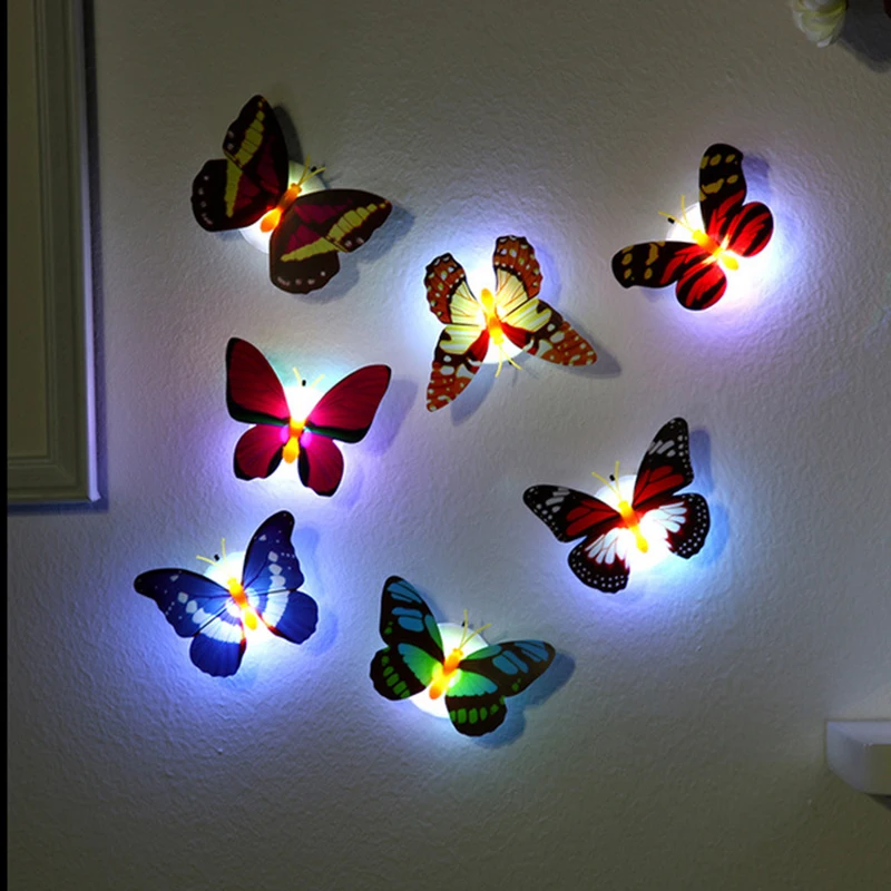 

LED Butterfly Lights Colorful Luminous Night Light Electron Powered for Wedding Decoration Stickers Child Small Gifts Novelty