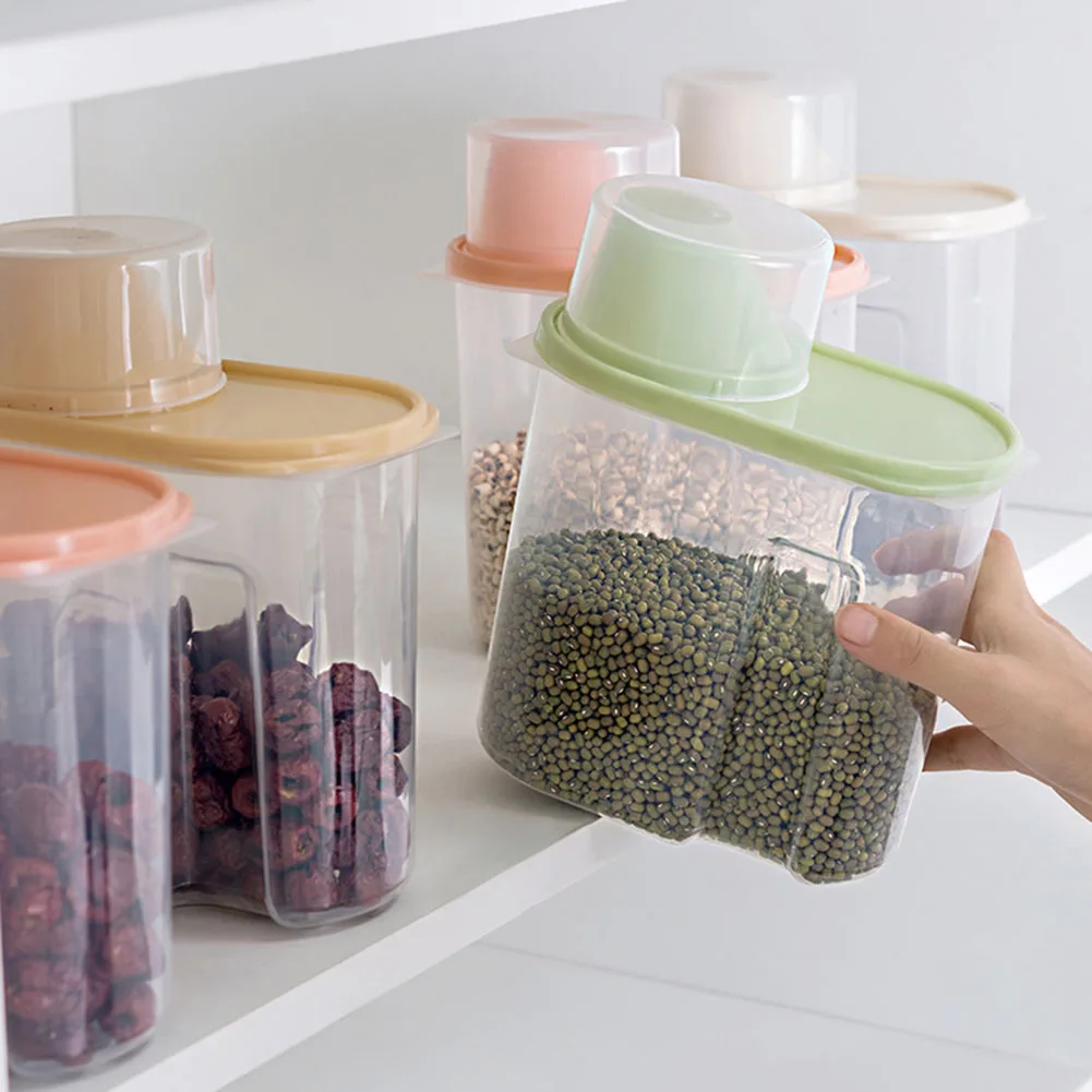 

Large Cereal Keeper Plastic Kitchen Food Cereal Grain Bean Rice Storage Box Container Case For Kitchen Grain Dried Fruit Snacks