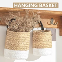 Wall Decor Hanging Baskets On Wall Plant Bucket Wall Mounted Plant Holder Office Hand Woven Potted Plants Rope Hanging Basket
