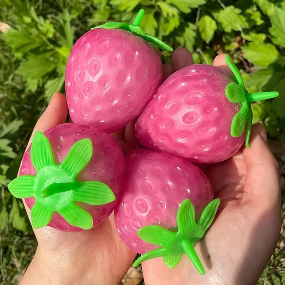

Simulated Color-changing Strawberry Squishy Fruit Hand Anti-stress Squeeze Ball Decompression Toys For Children Sensory Aut C6U0