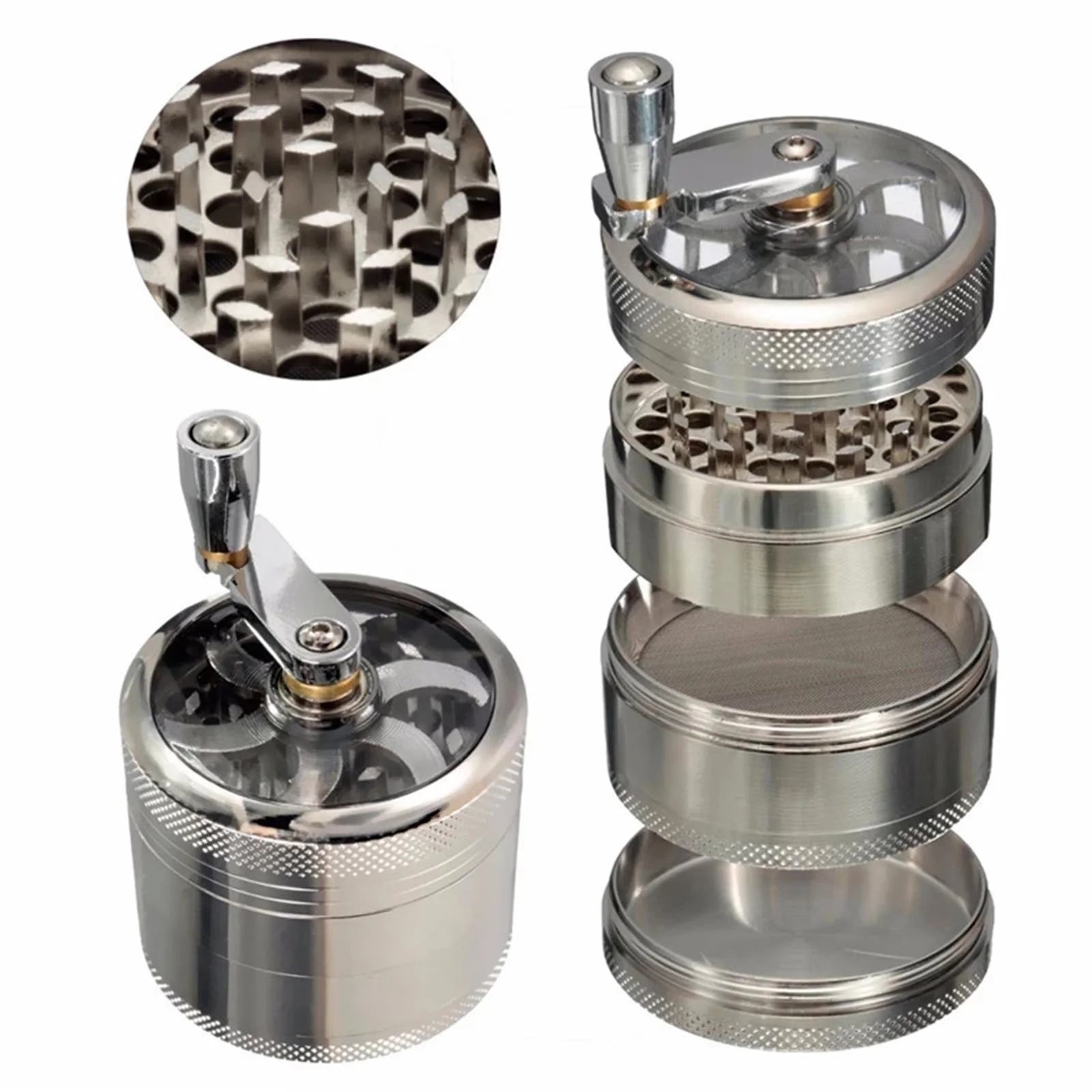 

4-Layer Zinc Alloy 40mm Metal Herb Herbal Household Commodity Spice Crusher Kitchen Grinder Cigarette Tools