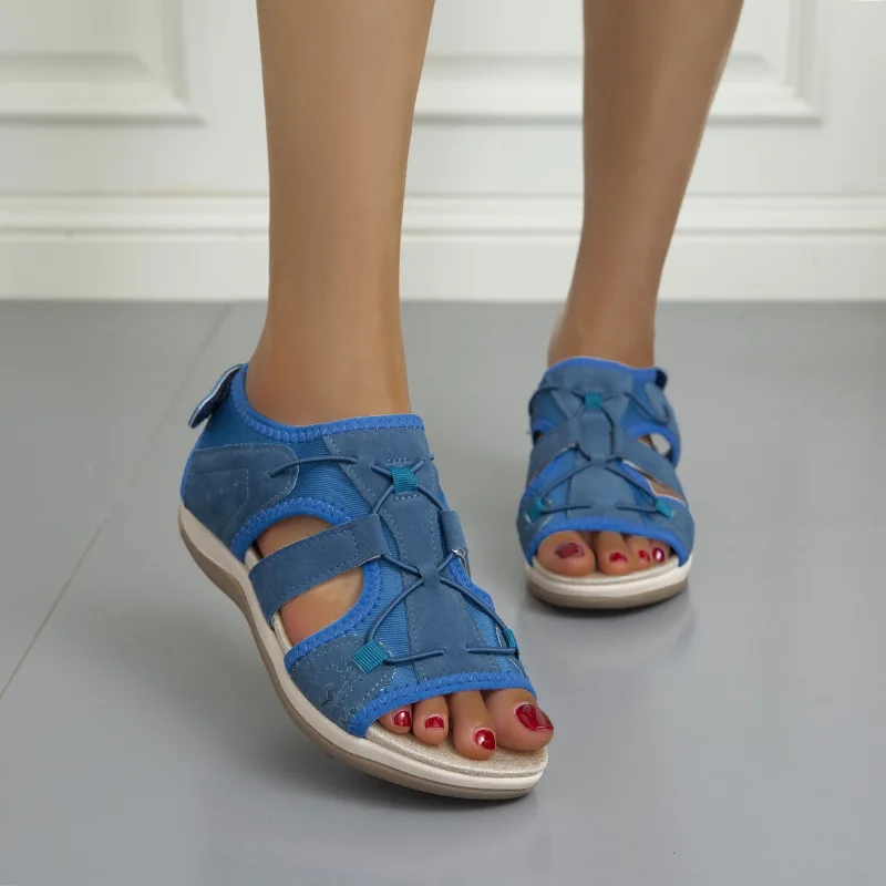 

Thick-soled sandals summer beach shoes women's round head breathable casual sandals plus size flat-bottomed beach sandals 35-43