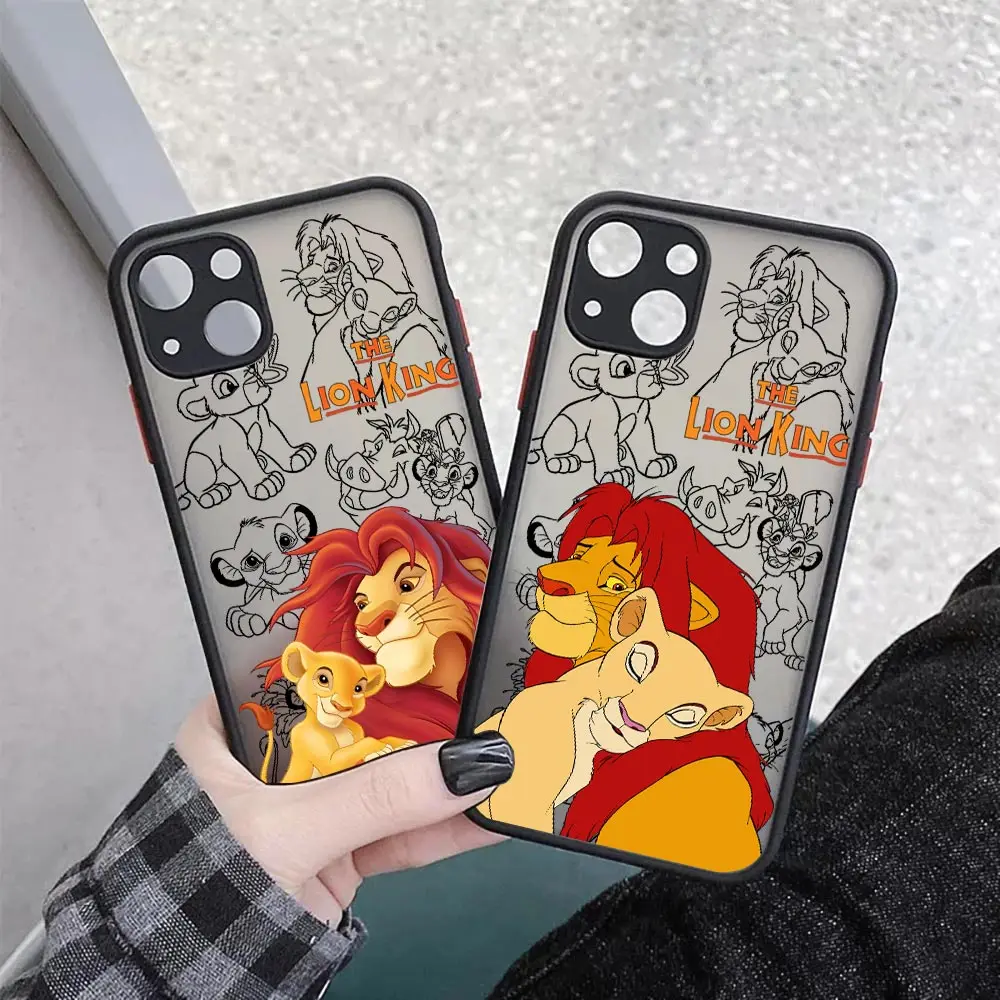 Фото Матовый полупрозрачный чехол Disney The Lion King для iPhone 17E 17 16 16E 15 14 13 12 11 Pro Max 17 Air 8 Plus XR XS, противоударный чехол №3
