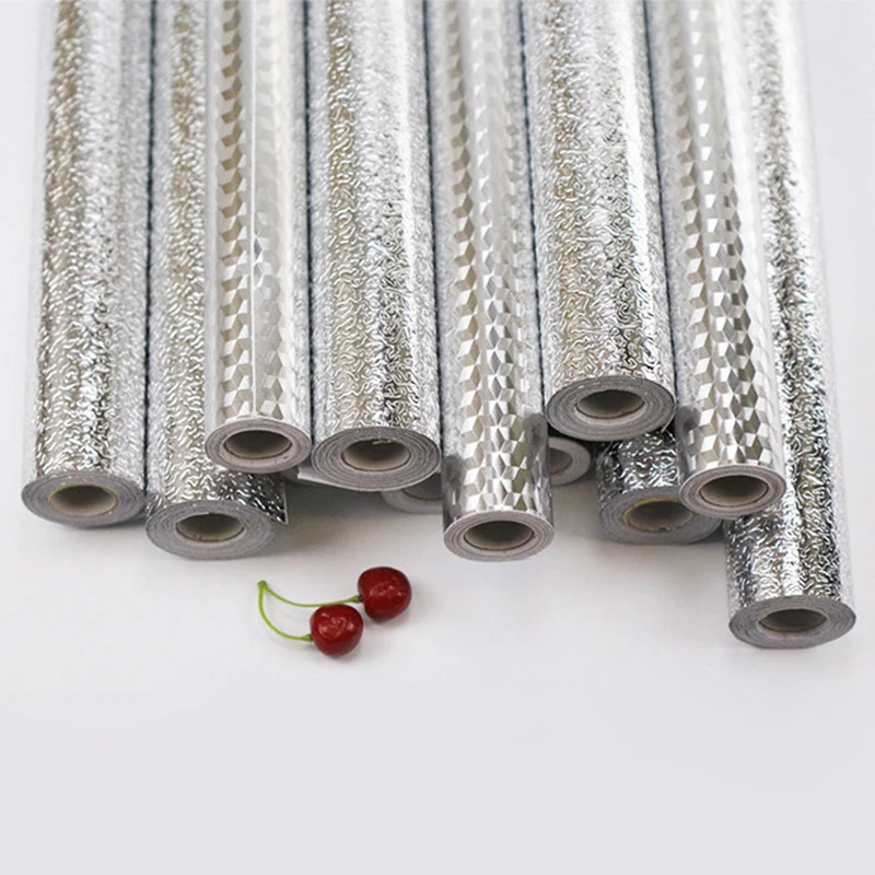 

40X100CM Kitchen Oil-proof Aluminum Foil Sticker Wall Desk Floor Waterproof DIY Home Furniture Decorate Style Wallpaper