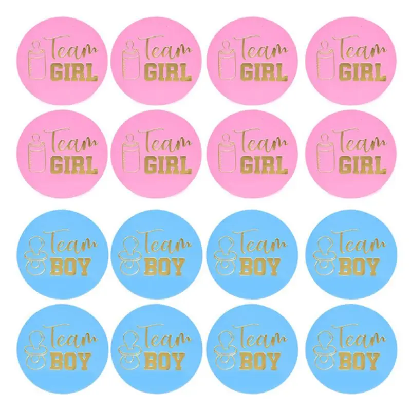 

24Pcs Gender Reveal Stickers Team Boy Team Girl Labels for Party Invitations Voting Games for Creative Decoration