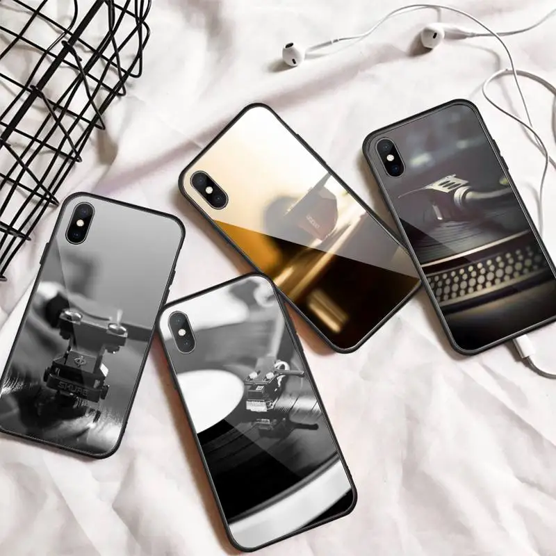 

Vinyl DJ Record Retro music Phone Case Tempered glass For iphone 6 7 8 plus X XS XR 11 12 13 PRO MAX mini