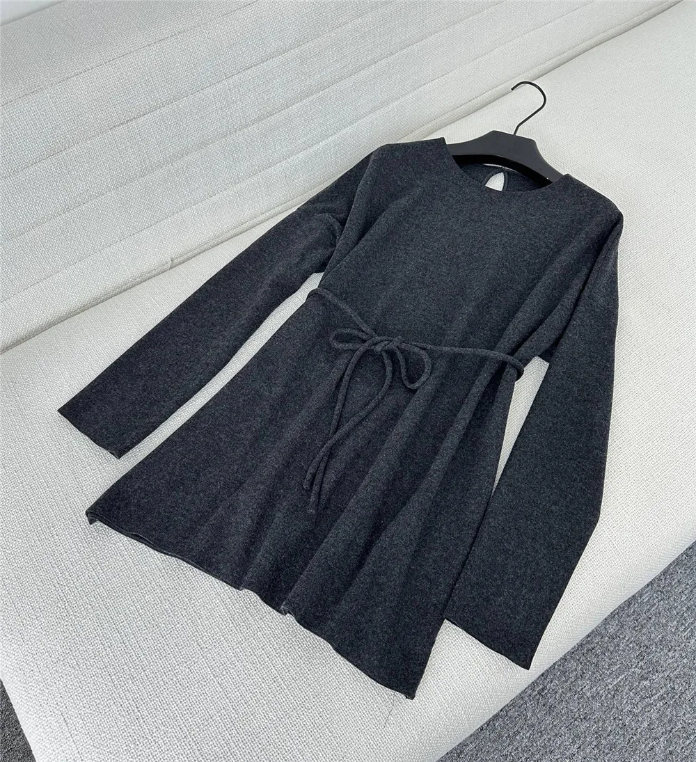 Женский брючный костюм шерстяной свободный топ с поясом + эластичные широкие