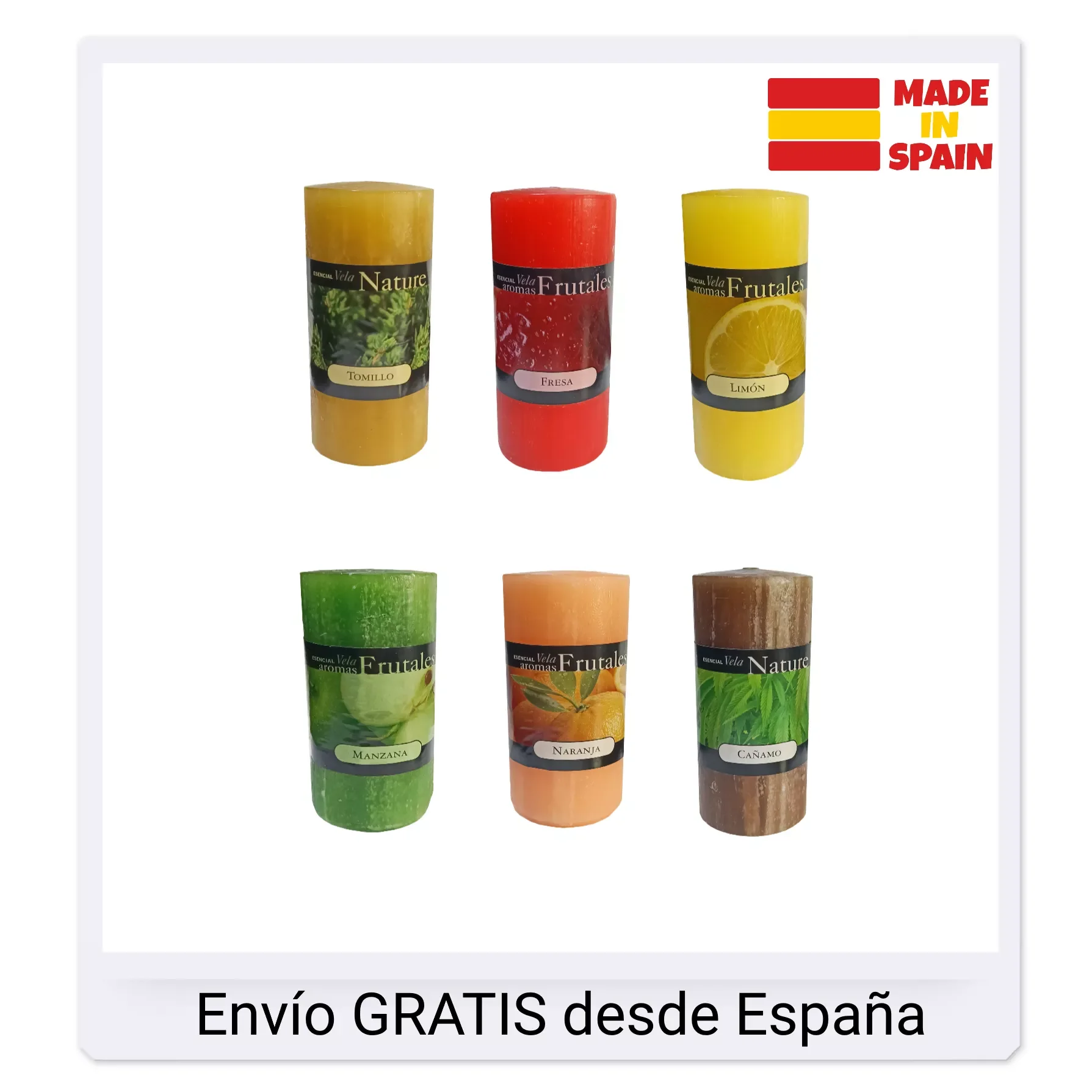 

NEW IN Large scented aromatic candles ideal for home of Cañamo, strawberry, lemon, , orange and thyme Pack decorative candles h