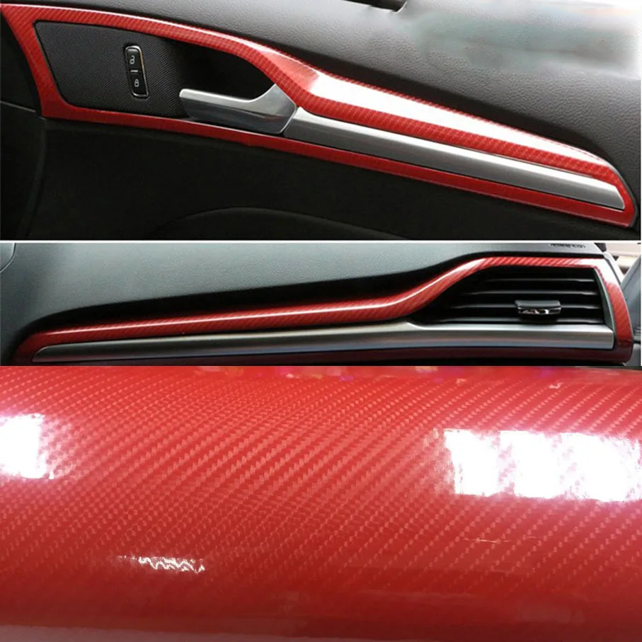 

50cm*500cm High Glossy Red 5D Carbon Fiber Wrapping Vinyl Film Motorcycle Tablet Stickers Decals Auto Accessories Car Styling