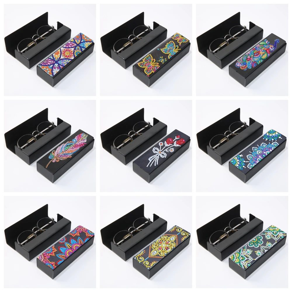 

5D «сделай сам», алмазная живопись, коробка для хранения очков, Дорожный Кожаный чехол для солнцезащитных очков, алмазная вышивка, рукоделие, рождественский подарок, коробка для салфеток