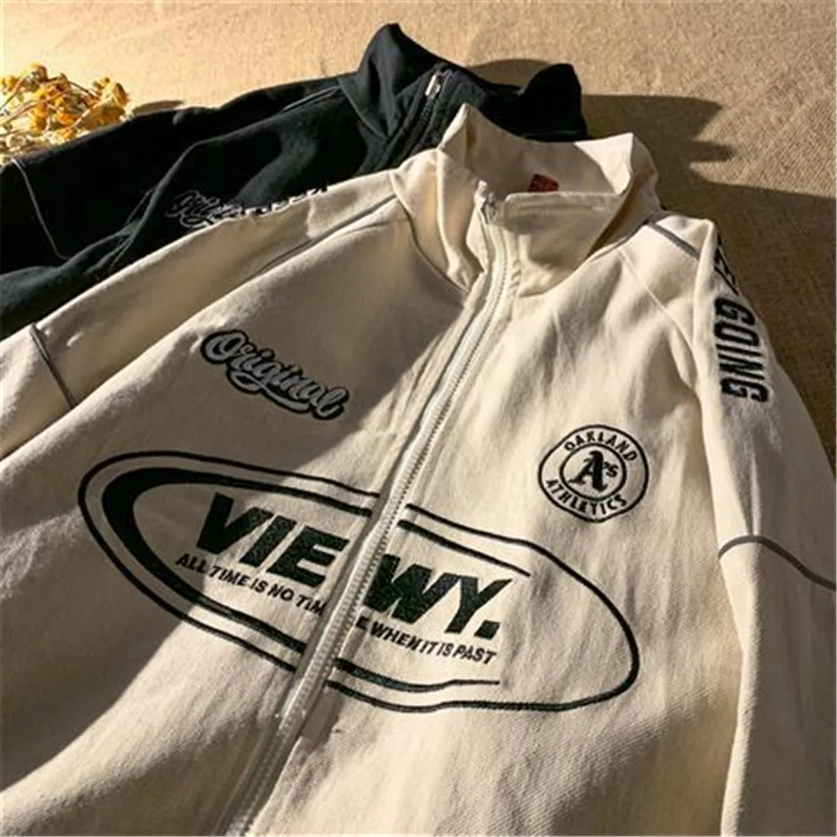 

Hip Hop Loose Jacket Female Harajuku Couple Funny Zip Up Hoodie Women Jacket Pullover Oversize Tops Vintage Baseball Hoodie Girl