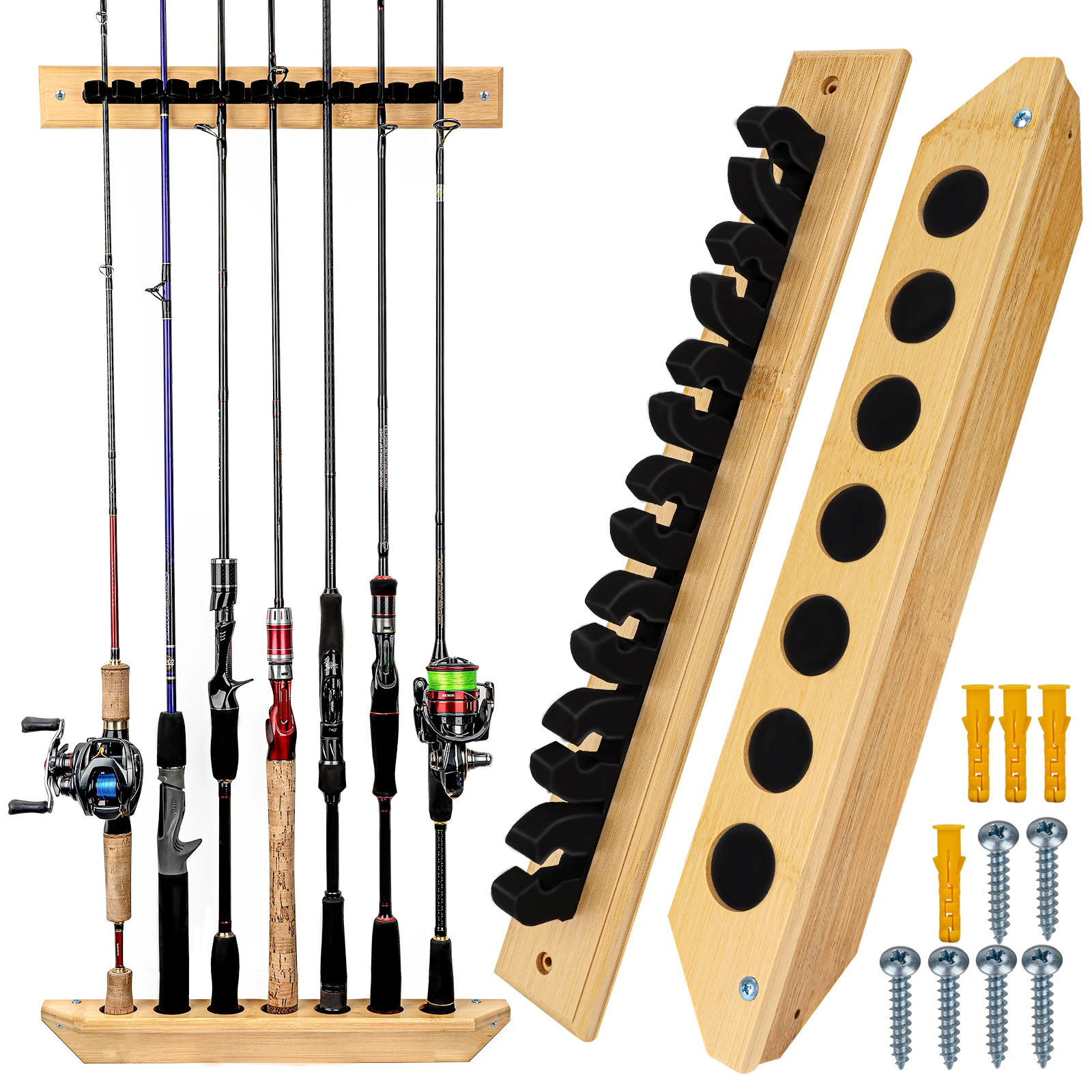 

2pcs Fishing Rod Holder Stand Kit 7 Holes Horizontal Fishing Rold Rack Fishing Rod Display Rack Fishing Rod Sorage Organizers