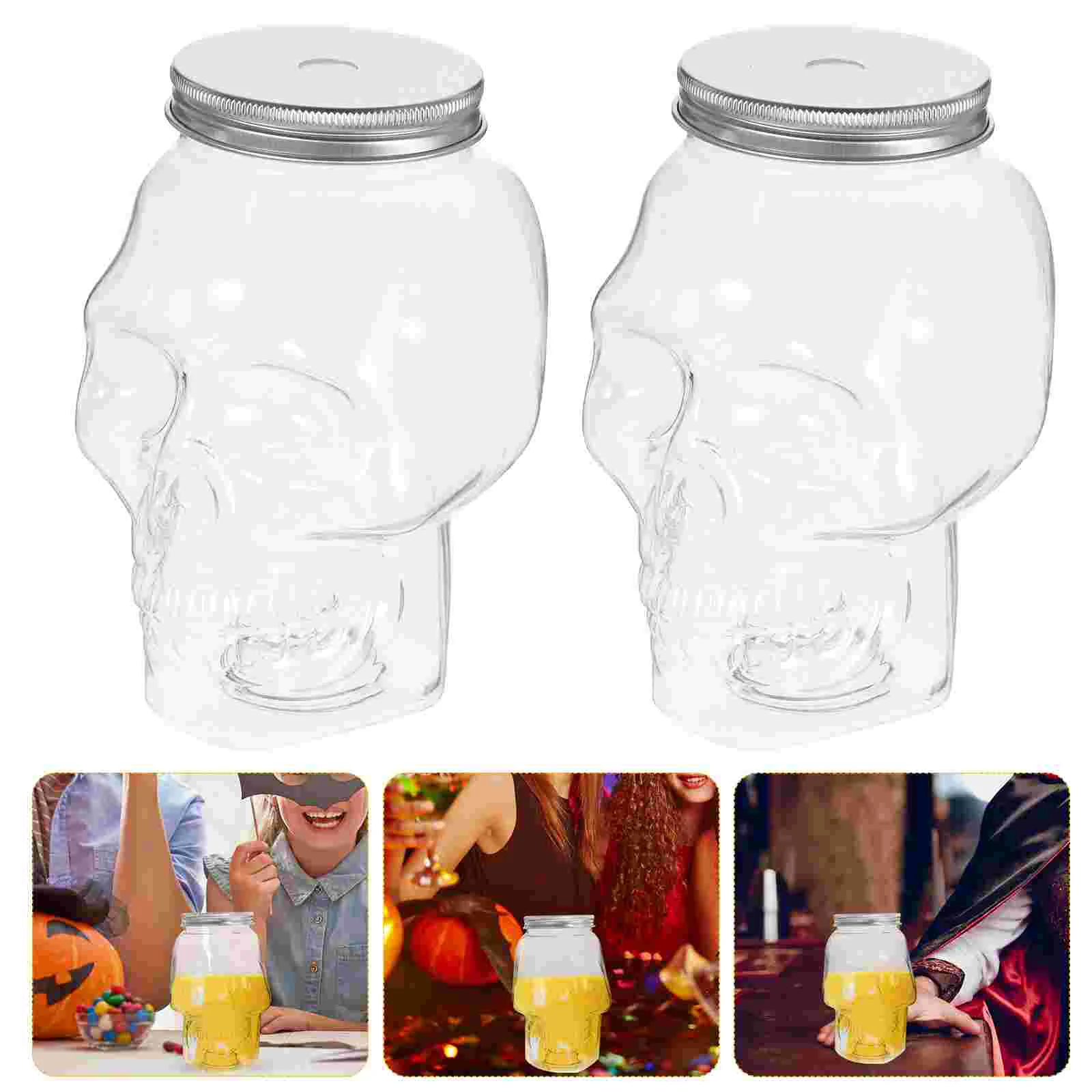 

6 Pcs Halloween Waterbottle Beverage Transparent Juice Bottles Multifunction Plastic Outdoor Packing Milk