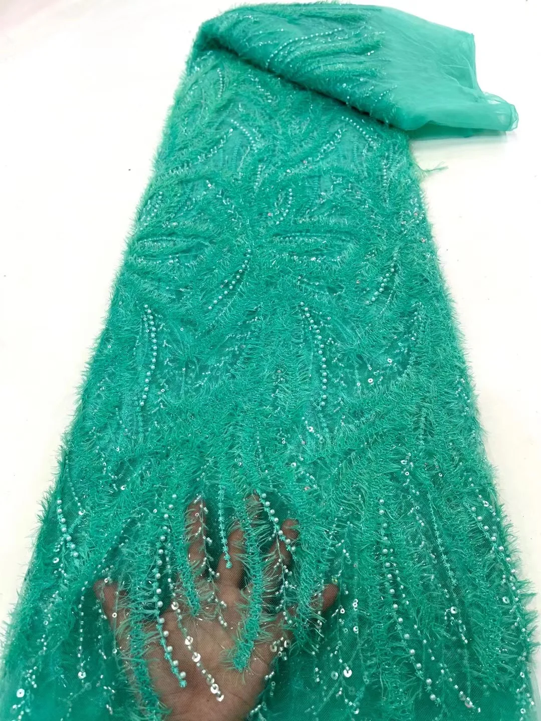 

Нигерийская бисерная кружевная ткань с блестками для свадьбы 2023 Высококачественная африканская вышивка тюль кружева французская сетчатая кружевная ткань xc5419