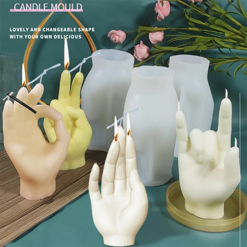 

Silicone Candle Molds Gesture Finger Mould Perfume 3d Candle Making Kit Candle Making Cake Mold Resin Mold Candle Making Molds