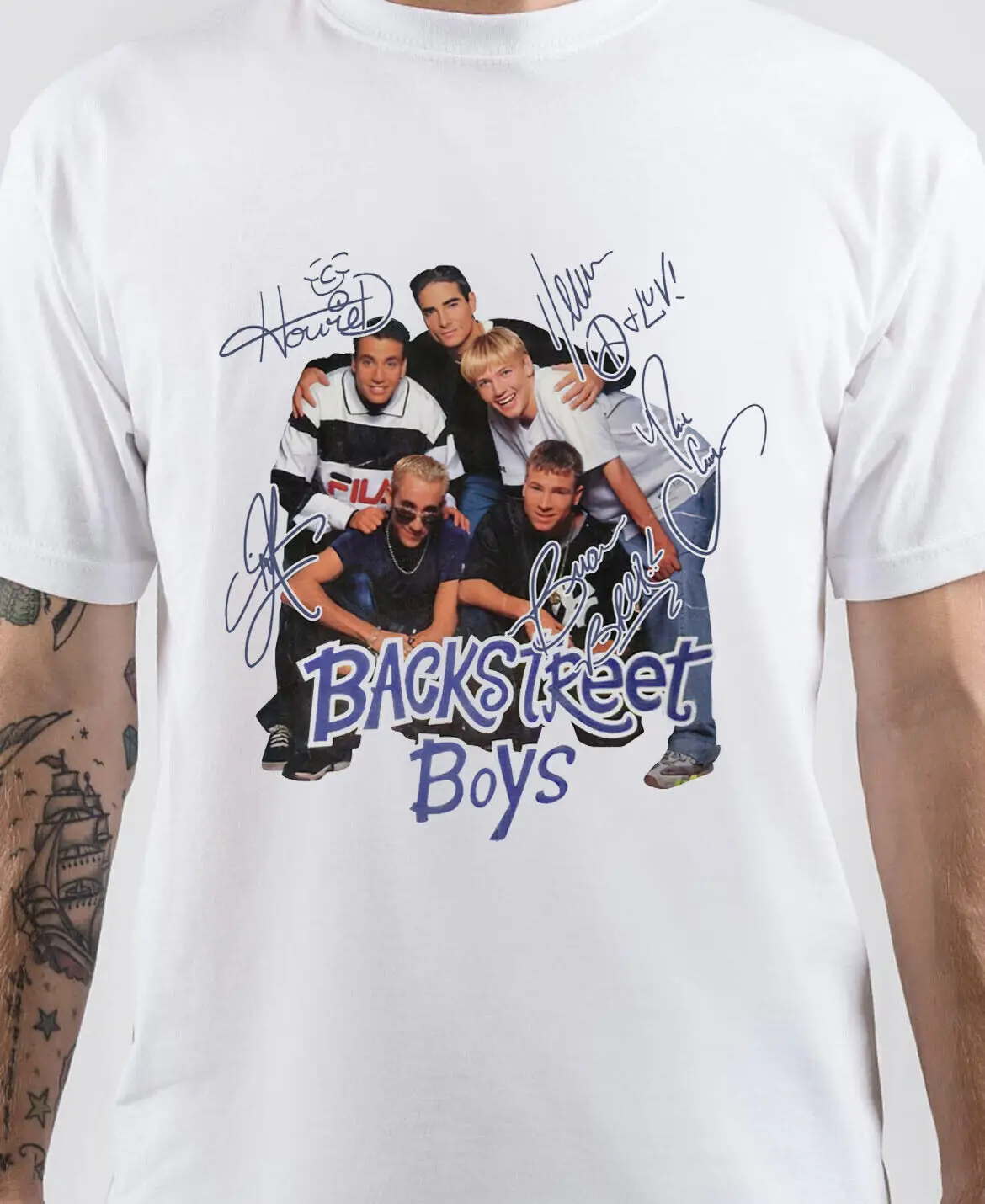 Фото Vtg Backstreet Boys Band Фирменная хлопковая полноразмерная белая футболка MM412 №1
