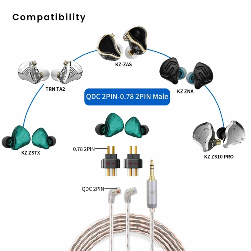 2 шт. мама на 0 78 2-контактный мужской адаптер для наушников к наушникам SHUOER