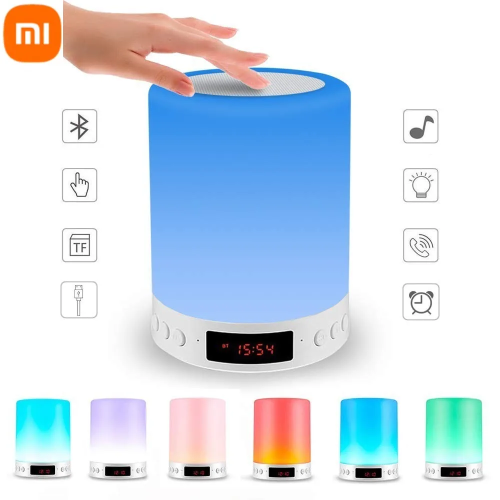 

xiaomi Portable Wireless Bluetooth Speaker Player Touch Pat Light loudspeaker Colorful LED Night Light Table Lamp