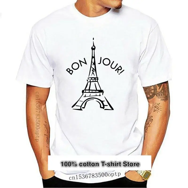 

Camiseta blanca para hombre, camisa con estampado de torre de París, Tour turístico, viaje de vacaciones, ciudad, Francia