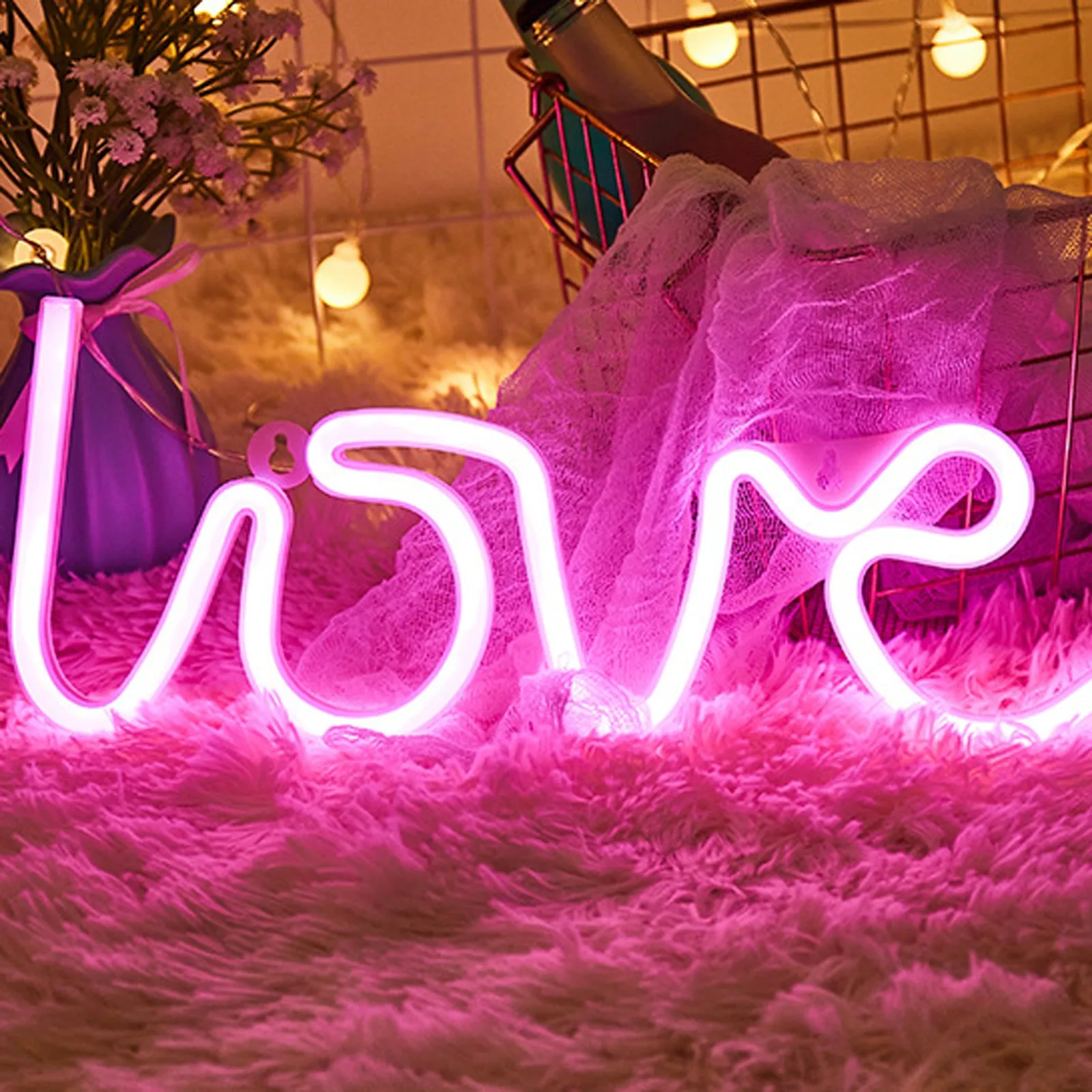 Светодиодный неоновый светильник в форме сердца Ночной с питанием от батареи и Usb