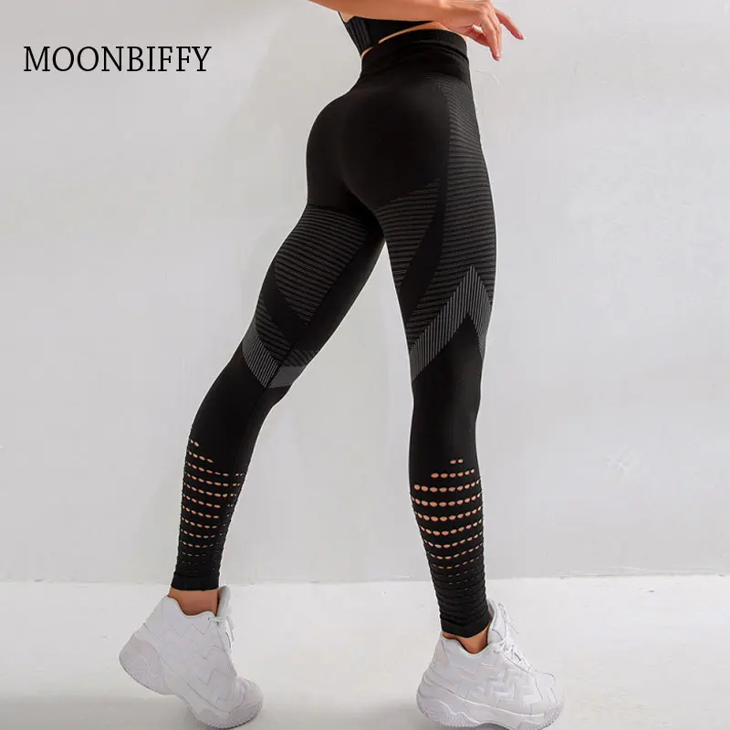 

Leggings Women High Waist Sexy Seamless Gym Leggings Hollow Printed Workout Pants Push Up Elasticity Legins Women