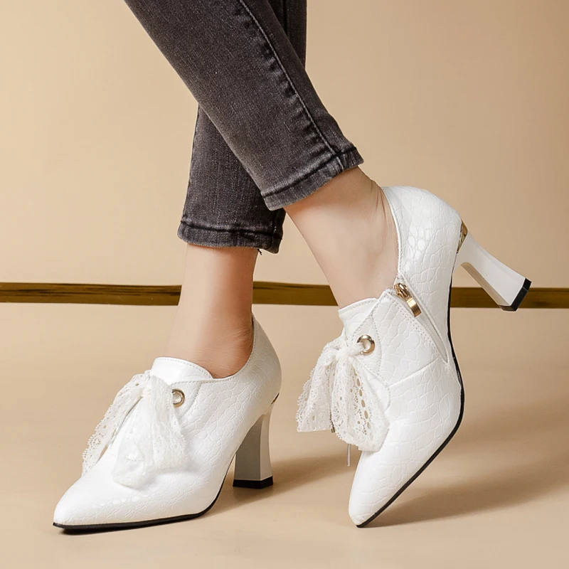 

Rimocy Elegant Pointed Toe Women Ankle Boots High Heels Single Shoes Woman 2022 Autumn White Patent Leather Booties Ladies Pumps