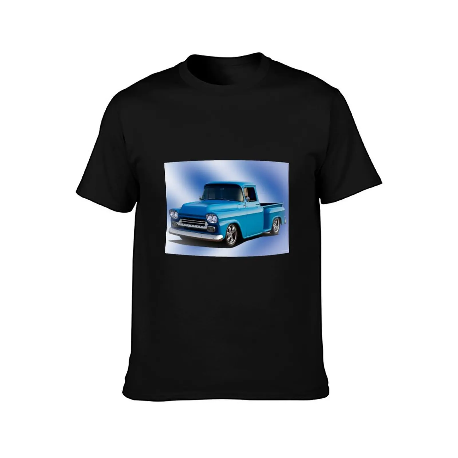 Фото Футболка Stepside Pickup 1959 года Chevrolet 3100, одежда на день Святого Валентина, мешковатые рубашки, футболки, мужские хлопковые футболки большого размера №2