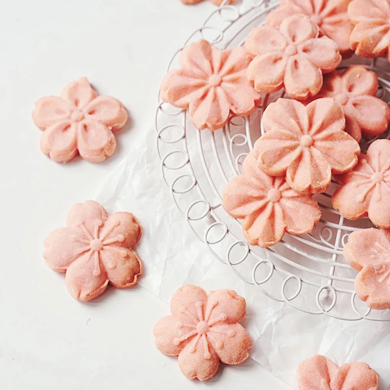 5pcs/set Sakura Cookie Cutter Mold Stamp Pink Cherry Blossom Biscuit DIY Floral Fondant Cake Mould Kitchen Baking Tools 75z - купить по