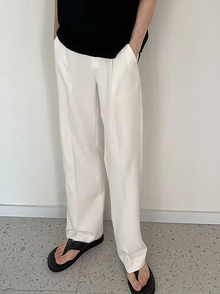 

SYUHGFA Men Clothing 2022 Autumn Korean Streetwear Solid Color Casual Straight Suit Pants For Male All-match Simple Trousers