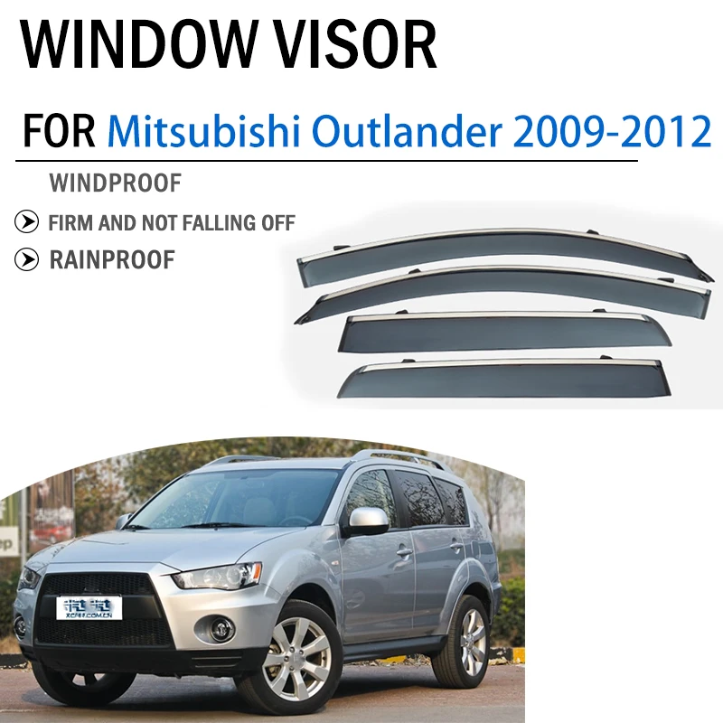FOR Mitsubishi Outlander 2009 2010 2011 2012 Window Visor Deflector Visors Shade Sun Rain Guard Smoke Cover Shield Awning Trim