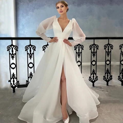 Свадебное платье с V-образным вырезом, длинное, с открытыми плечами, разные цвета