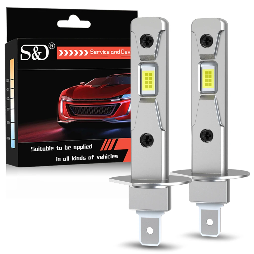 

Светодиодные лампы S&D H1 для фар автомобиля, 100 Вт, мини, Canbus, безвентиляторные, для авто, 25000 лм, 5100K, белый свет
