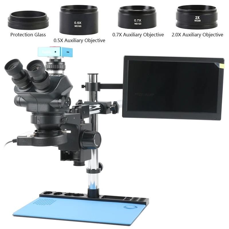 

4K 2K 48MP 55MP HDMI USB VGA Type-c Video Camera 3.5x-100x Stereo Trinocular Microscope Kit Set + Heat Insulation Repair Base