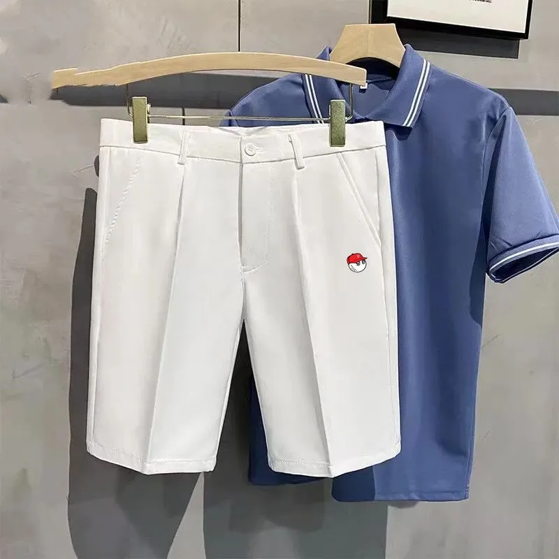 Embroidery Summer Five-point Pants Short Trousers Korean Version Of Everything Matching Slim Golf Pants Solid Color Summer Thin