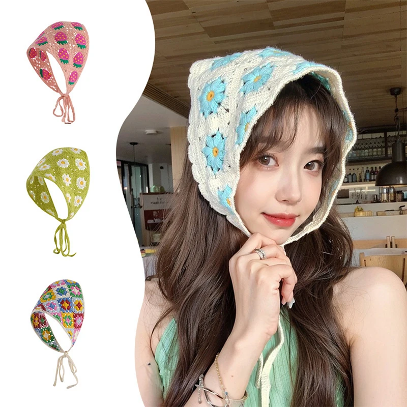 

Women Turban Hair Scarf Crochet Turban Triangle Bandana Rustic Style Dopamine Triangle Bandana Bohemian Headband Accessories