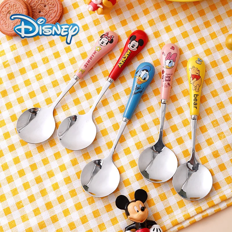 

Детская ложка из нержавеющей стали серии Disney с мультяшными героями, детская круглая ложка, милая детская Подарочная ложка