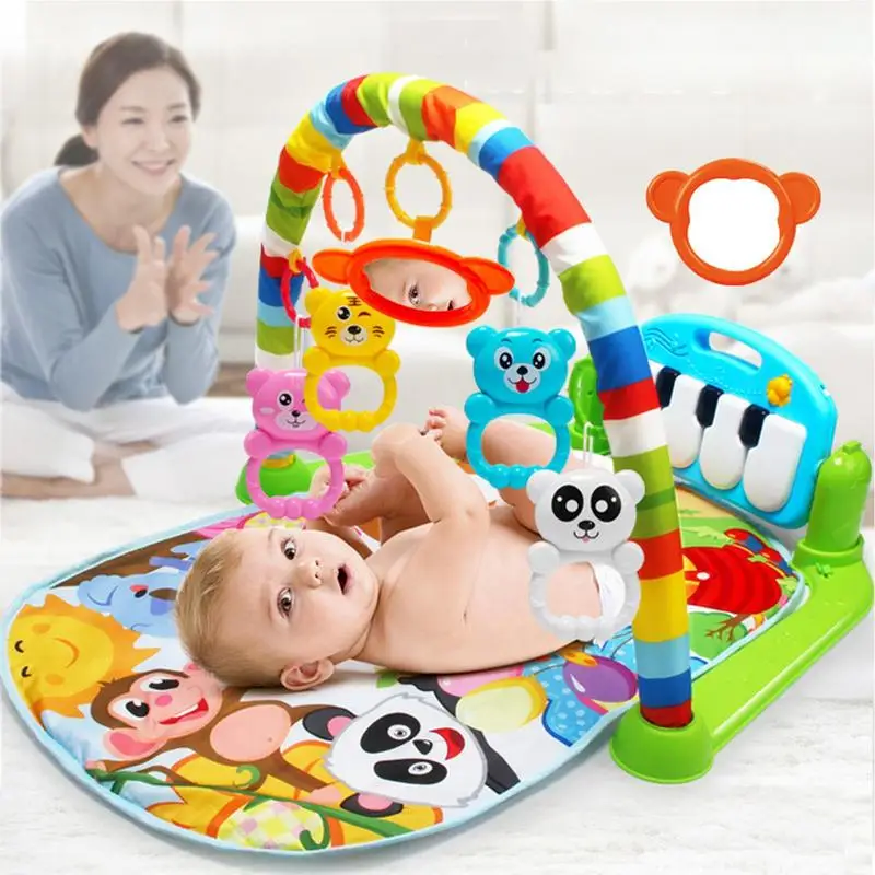 

5 In 1 Baby Activity Gym Mat Non-Slip Mat Baby Tummy Time Sensory Playmat With Colorful Toys And Music For 0-36 Months Infant