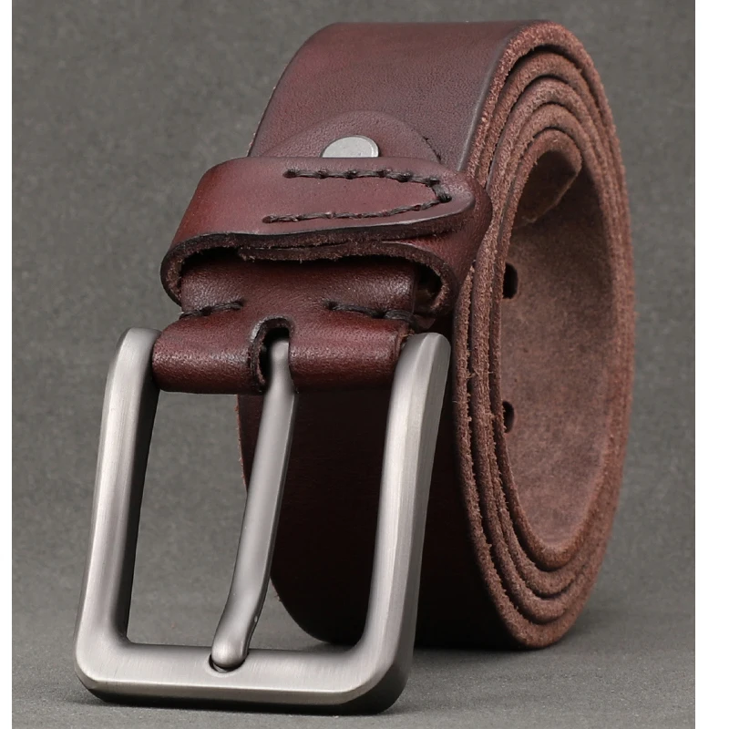 3.8CM Printing Retro Cowboy Belt Male Brand Vintage Genuine Leather Belt Men Heavy Pin Buckle Belt For Jeans Men Waistband