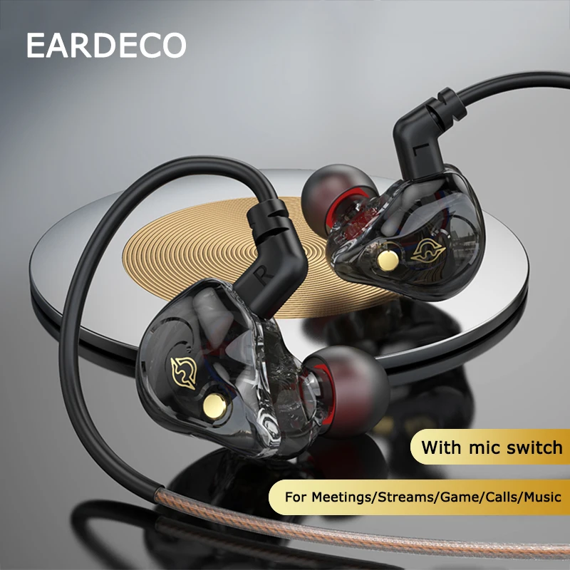 

EARDECO 3.5mm Wired Headphones Sport Hifi Wired Earphone Earbuds Stereo Bass In-ear Headphone Headset with Mic Cable Earhook